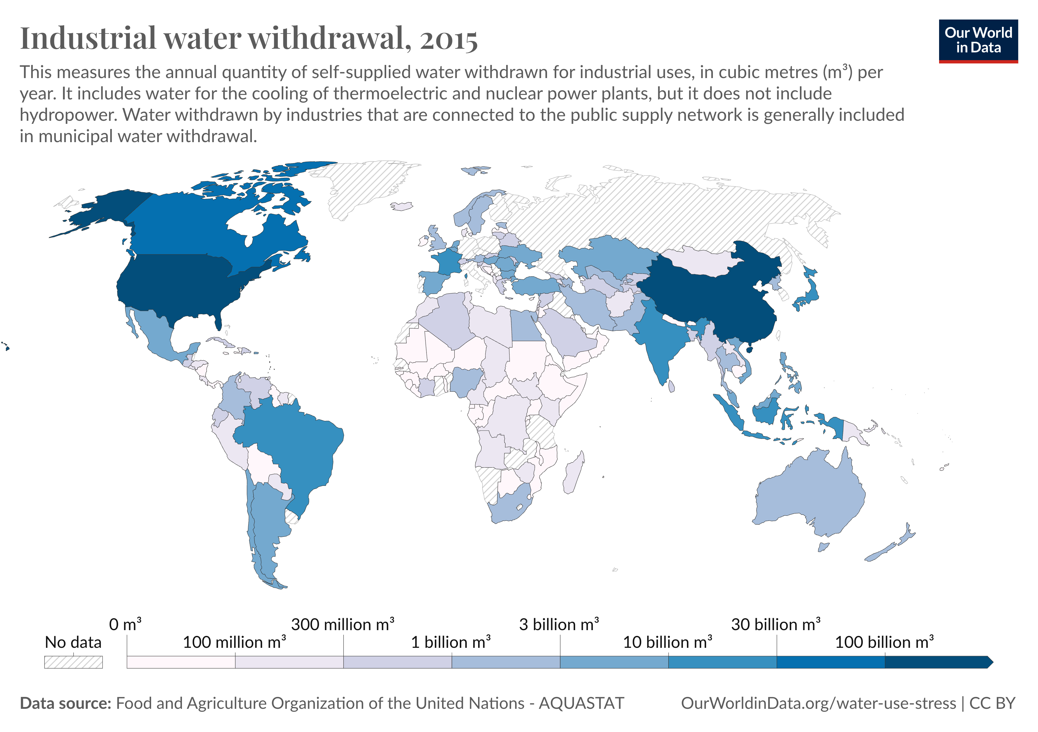 Industrial water usage around the world